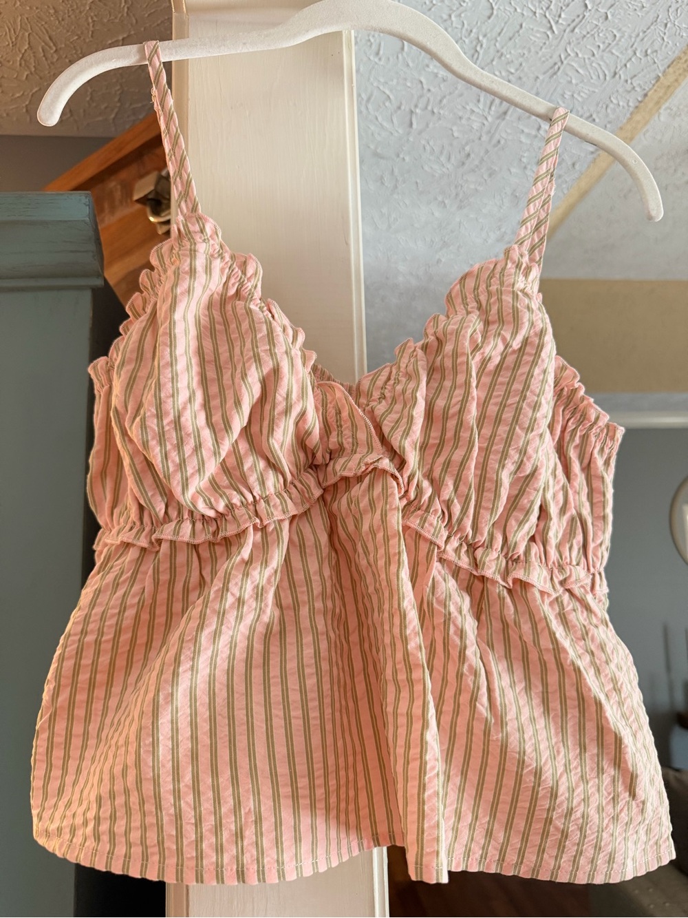 No Boundaries Pink and Green Striped Tank Top